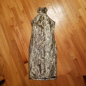 Gold Palm Leaf Print Dress